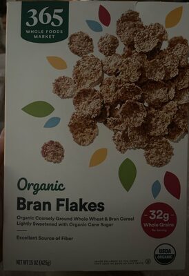 Bran Flakes Organic Coarsely Ground Whole Wheat & Bran Cereal Lightly Sweetened With Organic Cane Sugar, Bran Flakes