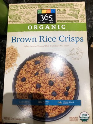 Brown Rice Crisps Organic Whole Grain Brown Rice Cereal, Brown Rice Crisps