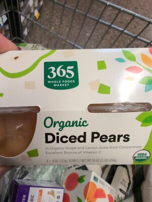 Diced Pears Organic Grape And Lemon Juice From Concentrate, Diced Pears