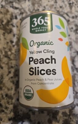 Organic Yellow Cling Peach Slices In Organic Peach & Pear Juices From Concentrate, Peach & Pear Juices