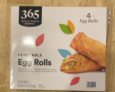 Vegetable Filled With Green Cabbage, Edamame, Water Chestnuts, Carrots, Celery, Onion & Brown Rice Egg Rolls, Vegetable