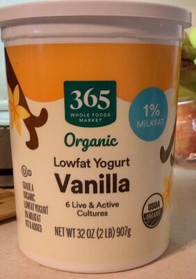 Vanilla Organic Lowfat Yogurt, Vanilla