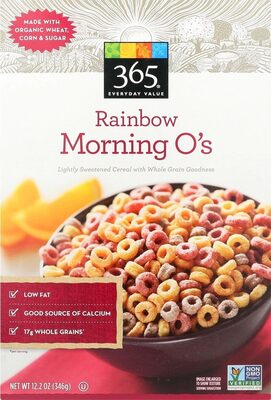 Rainbow Morning O's Lightly Sweetened Cereal With Whole Grain Goodness, Rainbow Morning O's Whole Grain