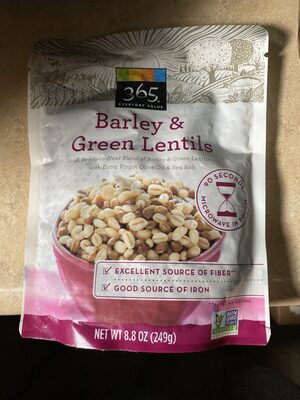Barley & Lentils A Ready-To-Heat Blend Of Barley & Green Lentils With Extra Virgin Olive Oil & Sea Salt, Barley & Lentils