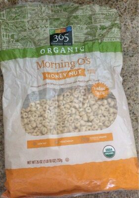 Organic Honey Nut Flavored Sweetened Organic Whole Grain Oat Cereal With Real Organic Honey Morning O's, Honey Nut
