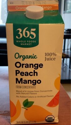 Orange, Peach, Mango 100% Juice From Concentrate, Orange, Peach, Mango