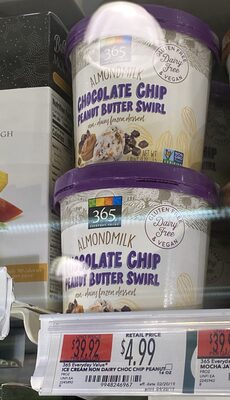 Chocolate Chip Peanut Butter Swirl Almondmilk Non-Dairy Frozen Dessert, Chocolate Chip Peanut Butter Swirl