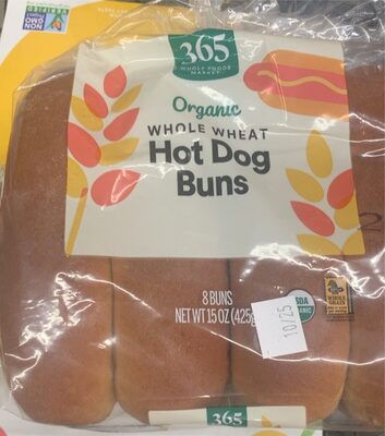 Whole Wheat Hot Dog Organic Buns, Whole Wheat
