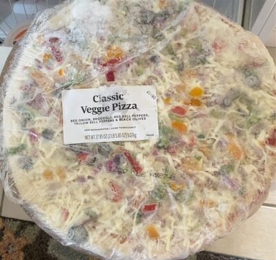 Classic Veggie Red Onion, Broccoli, Red Bell Peppers, Yellow Bell Peppers & Black Olives Pizza, Classic Veggie