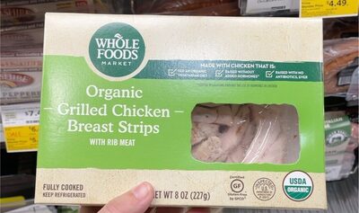 Grilled Chicken Organic Breast Strips With Rib Meat, Grilled Chicken