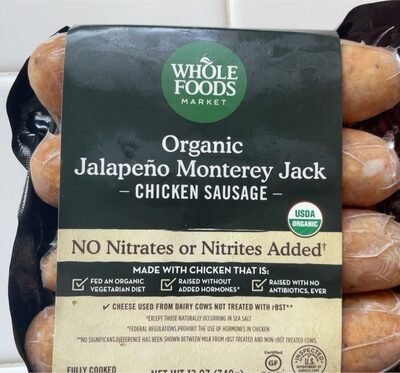 Organic Jalapeno Monterey Jack Chicken Sausage, Chicken