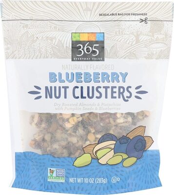Blueberry Flavored Dry Roasted Almonds & Pistachios With Pumpkin Seeds & Blueberries Nut Clusters, Blueberry