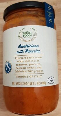 Amatriciana With Pancetta Premium Pasta Sauce, Amatriciana With Pancetta