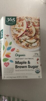 Maple & Brown Sugar Flavored Organic Instant Oatmeal, Maple & Brown Sugar