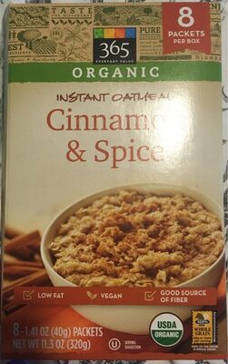 Cinnamon & Spice Instant Oatmeal, Cinnamon & Spice