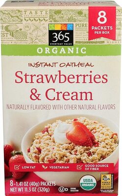 Strawberries & Cream Flavored Instant Oatmeal, Strawberries & Cream