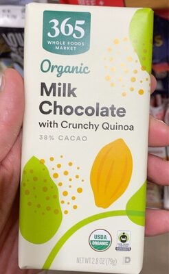 Organic 38% Cacao Milk Chocolate With Crunchy Quinoa, Crunchy Quinoa