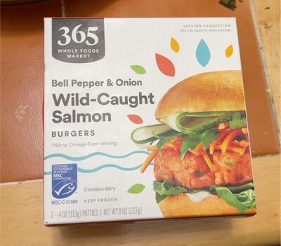 Bell Pepper & Onion Wild-Caught Salmon Burgers, Bell Pepper & Onion