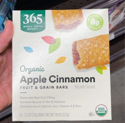 Apple Cinnamon Flavored Organic Fruit & Grain Bars, Apple Cinnamon