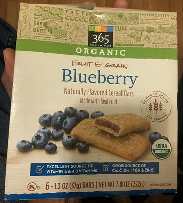 Blueberry Flavored Organic Fruit & Grain Bars, Blueberry