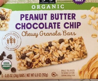 Peanut Butter Chocolate Chip Organic Chewy Granola Bars, Peanut Butter Chocolate Chip