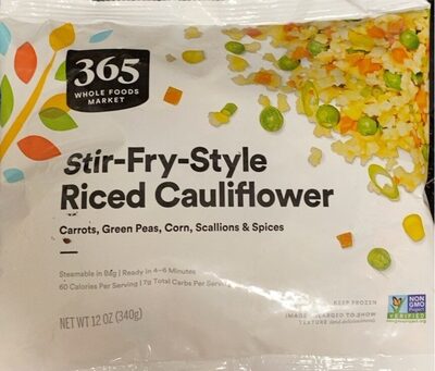 Stir-Fry-Style Riced Cauliflower Carrots, Green Peas, Corn, Scallions & Spices, Stir-Fry-Style