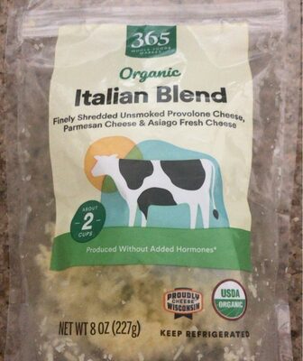Italian Blend Organic Finely Shredded Unsmoked Provolone Cheese, Parmesan Cheese & Asiago Fresh Cheese, Italian Blend