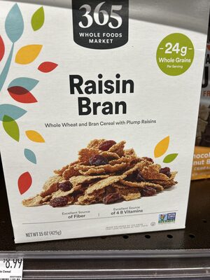 Raisin Bran Whole Wheat And Bran Cereal With Plump Raisins, Raisin Bran