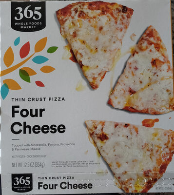 Four Cheese Topped With Mozzarella, Fontina, Provolone & Parmesan Cheese Thin Crust Pizza, Four Cheese