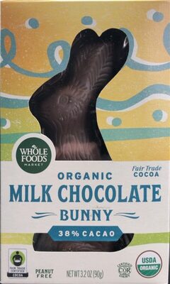 Milk Chocolate Organic 38% Cacao Bunny, Milk Chocolate