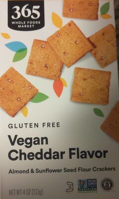 Vegan Cheddar Flavor Almond & Sunflower Seed Flour Crackers, Vegan Cheddar