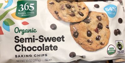 Semi-Sweet Chocolate Organic 54% Cacao Baking Chips, Semi-Sweet Chocolate
