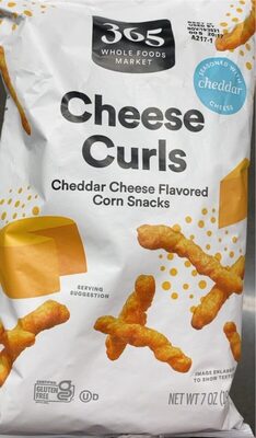 Cheddar Cheese Flavored Cheese Curls Corn Snacks, Cheddar Cheese