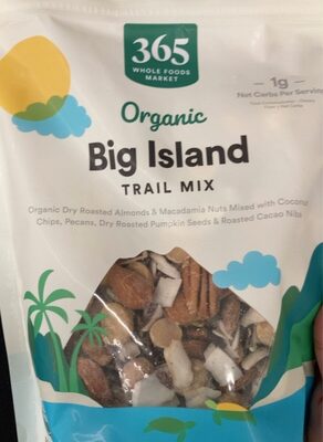 Big Island Organic Dry Roasted Almonds & Macadamia Nuts Mixed With Coconut Chips, Pecans, Dry Roasted Pumpkin Seeds & Roasted Cacao Nibs Trial Mix, Big Island