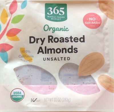 Unsalted Organic Dry Roasted Almonds, Unsalted Dry Roasted