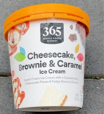 Sweet Ice Cream With A Caramel Swirl, Cheesecake Pieces & Fudge Brownie Chunks, Cheesecake, Brownie & Caramel