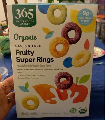 Fruity Super Rings Flavored Organic Plant-Based Cereal, Fruity Super Rings