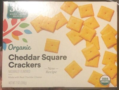 Cheddar Flavored Organic Square Crackers, Cheddar