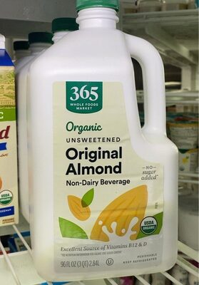 Unsweetened Original Almond Organic Non-Dairy Beverage, Unsweetened Original Almond