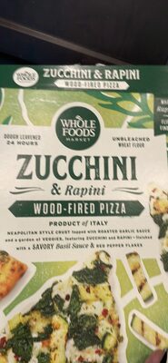 Zucchini & Rapini Neapolitan Style Crust Topped With Roasted Garlic Sauce And A Garden Of Veggies, Featuring Zuchhini And Rapini Finished With A Savory Basil Sauce & Red Pepper Flakes Wood-Fried Pizza, Zucchini & Rapini