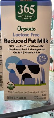 Organic Lactose Free 2% Reduced Fat Milk