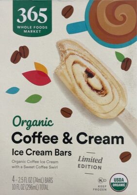 Coffee & Cream Organic Coffee Ice Cream With A Sweet Coffee Swirl Ice Cream Bars, Coffee & Cream