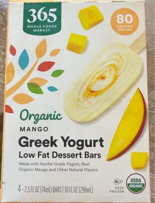 Mango Organic Greek Yogurt Low Fat Dessert Bars, Mango
