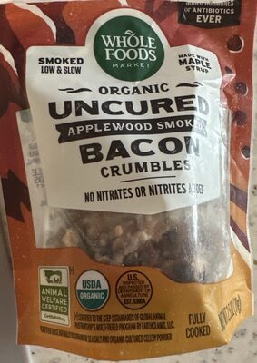 Applewood Smoked Organic Uncured Bacon Crumbles, Applewood Smoked