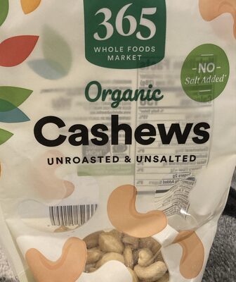 Unroasted & Unsalted Organic Cashews, Unroasted & Unsalted